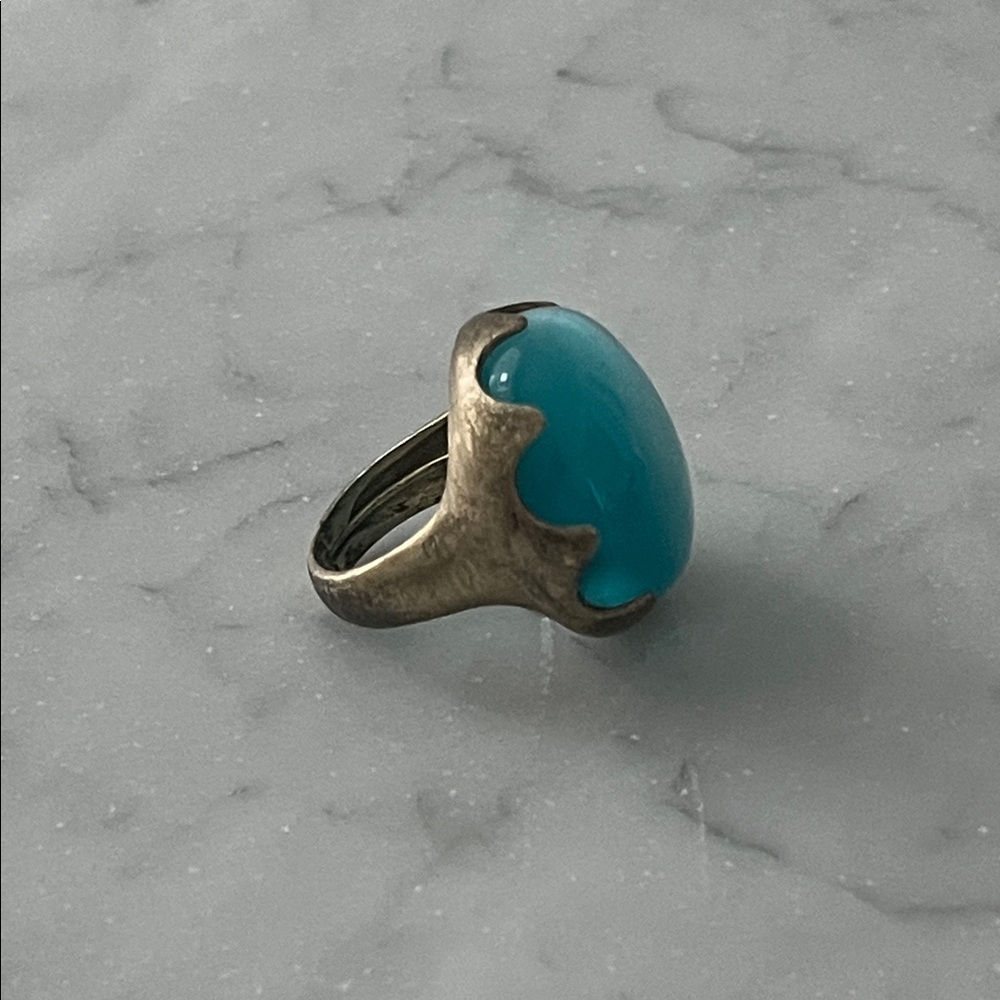 Vintage Y2K Oversized Blue Stone Women's Ring